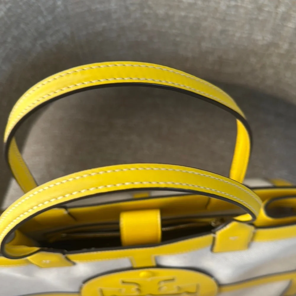Tory Burch Yellow Trim Canvas Tote